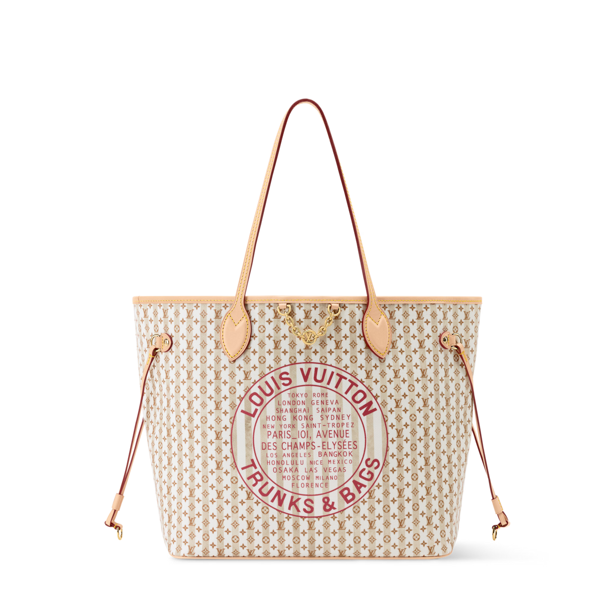 Women's Neverfull MM LV Stamp Nude Rose Monogram Canvas Tote Bag