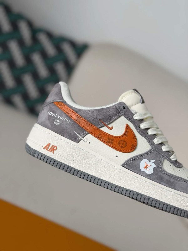 LV x Nike Air Force 1 Low “Grey Monogram Orange Swooshâ€