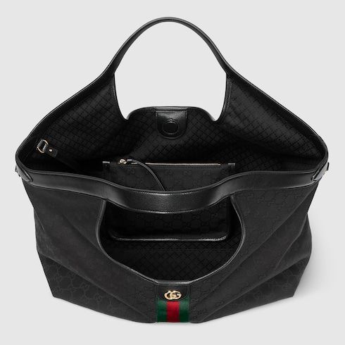Large Tote Bag With GG Canvas And Leather Trim