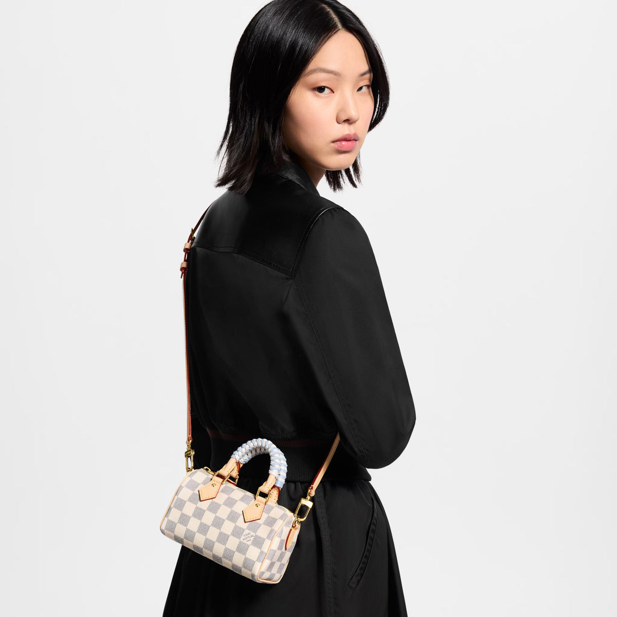 Nano Speedy Damier Azur Coated Canvas Gold-Toned Hardware