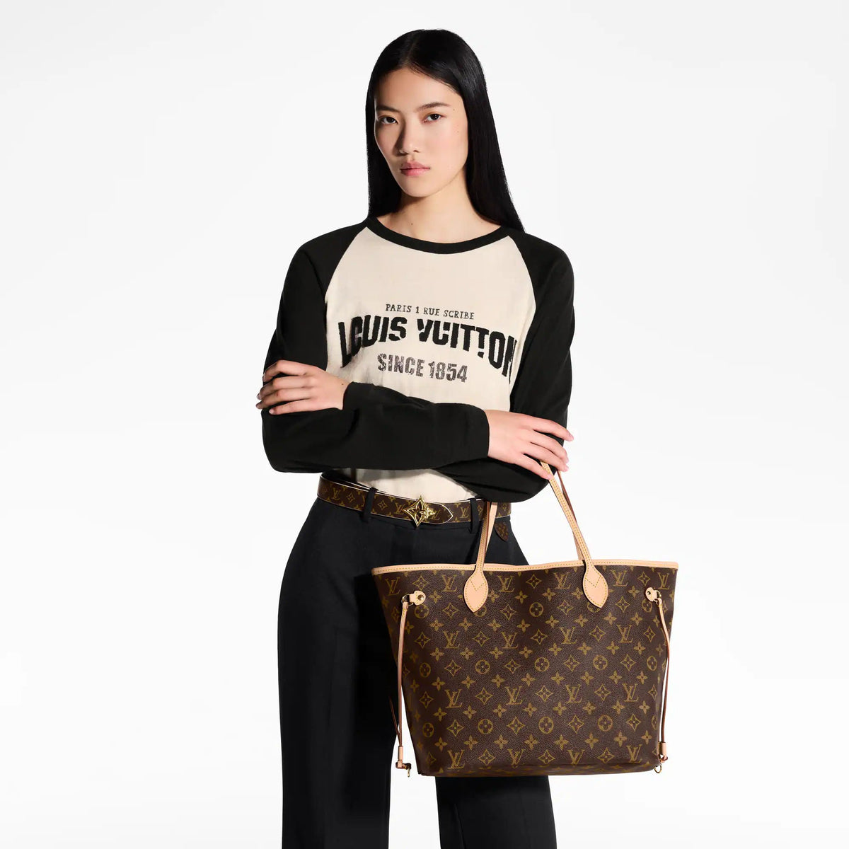 Women's Neverfull MM Monogram Coated Canvas Tote Bag P01926