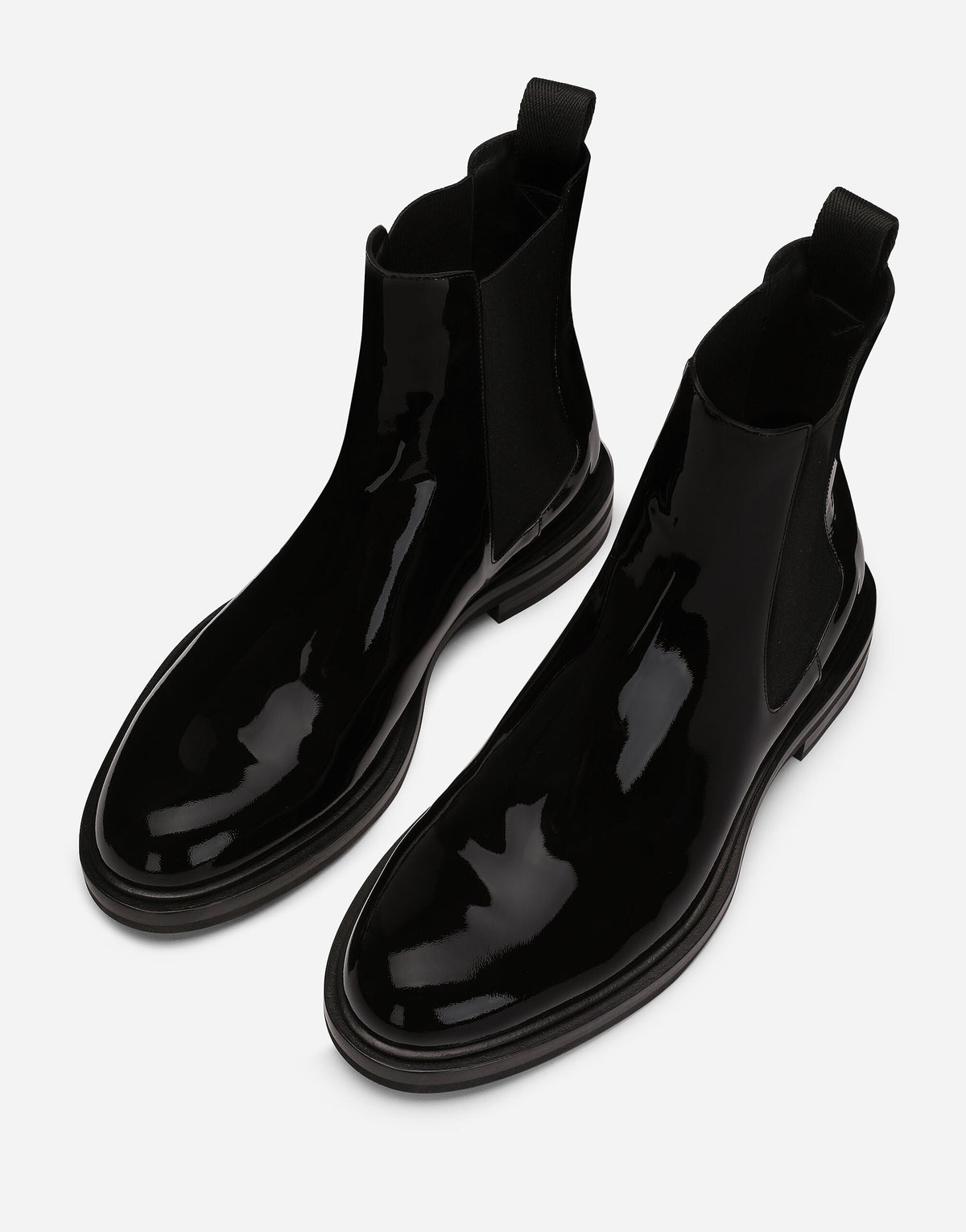 Men Patent Calfskin Leather Ankle Boots