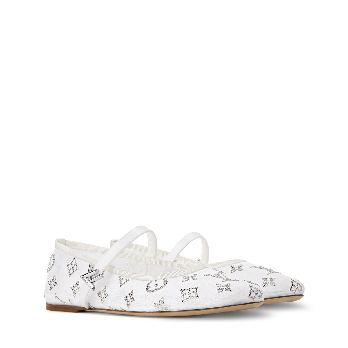 Women's Romy Flat Ballerina Mesh Rhinestone Monogram Ballet Pump 1AK3O8