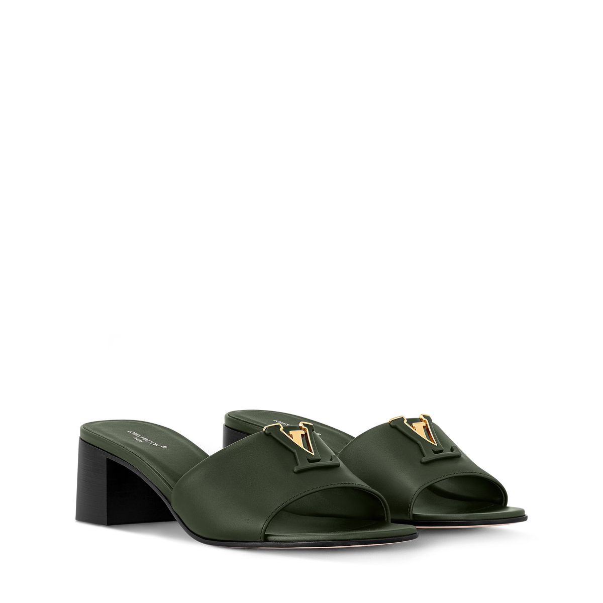Women's LV Mare Mule Khaki Plain Calf Leather 1AHMWR