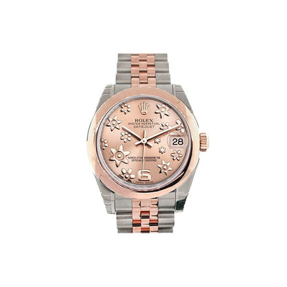Datejust 31 Pink Raised Floral Motif Dial 18K Rose Gold Two Tone Jubilee Ladies Watch 178241