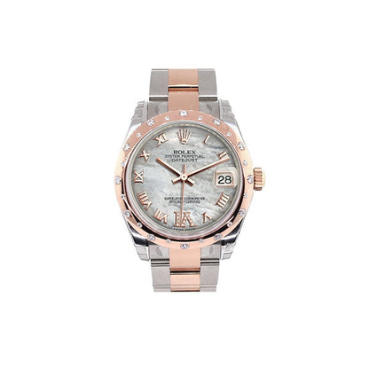 Datejust 31 White Mother of PeaRoman Large VI set with Diamond Dial Diamond Bezel 18K Rose Gold Two Tone Ladies Watch 178341