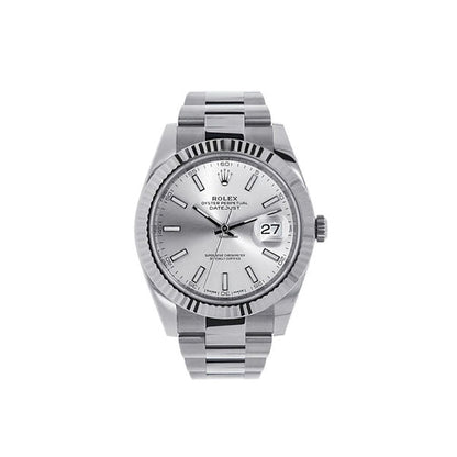 Datejust II Stainless Steel White Gold Silver Index Dial Watch 116334