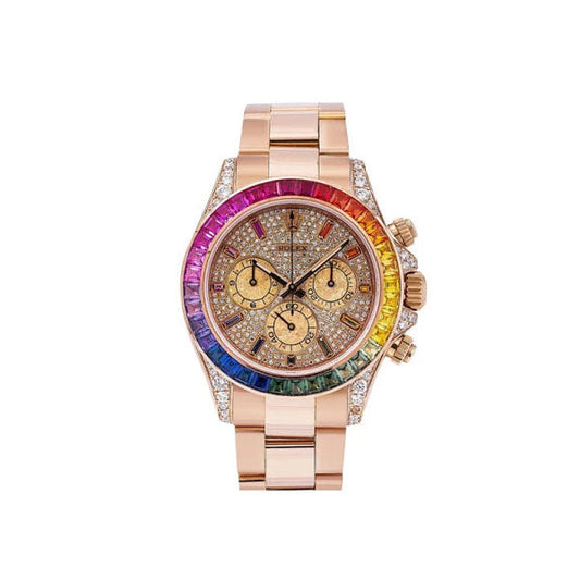 Men's Diamond Watch Day-Date Gold 40 mm Rose Gold Tone Dial