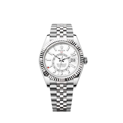 Sky-Dweller, 42mm, Oystersteel and 18k White Gold, White, Jubilee, Ref# 336934-0004