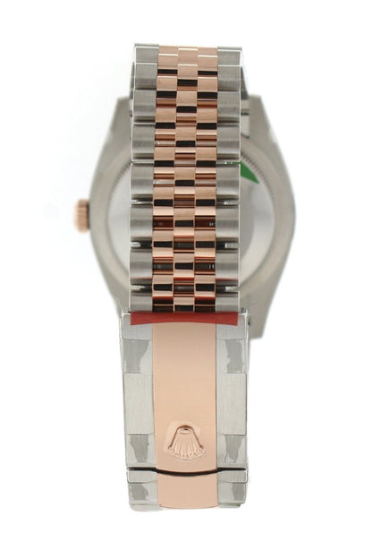Datejust 36 White Mother-of-PeaSet with Diamonds Dial Fluted Rose Gold Two Tone Jubilee Watch 126231 NP