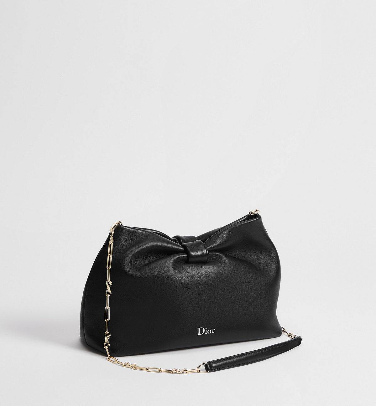 Women's Small Bow Bag With Black Lambskin And Chain Strap