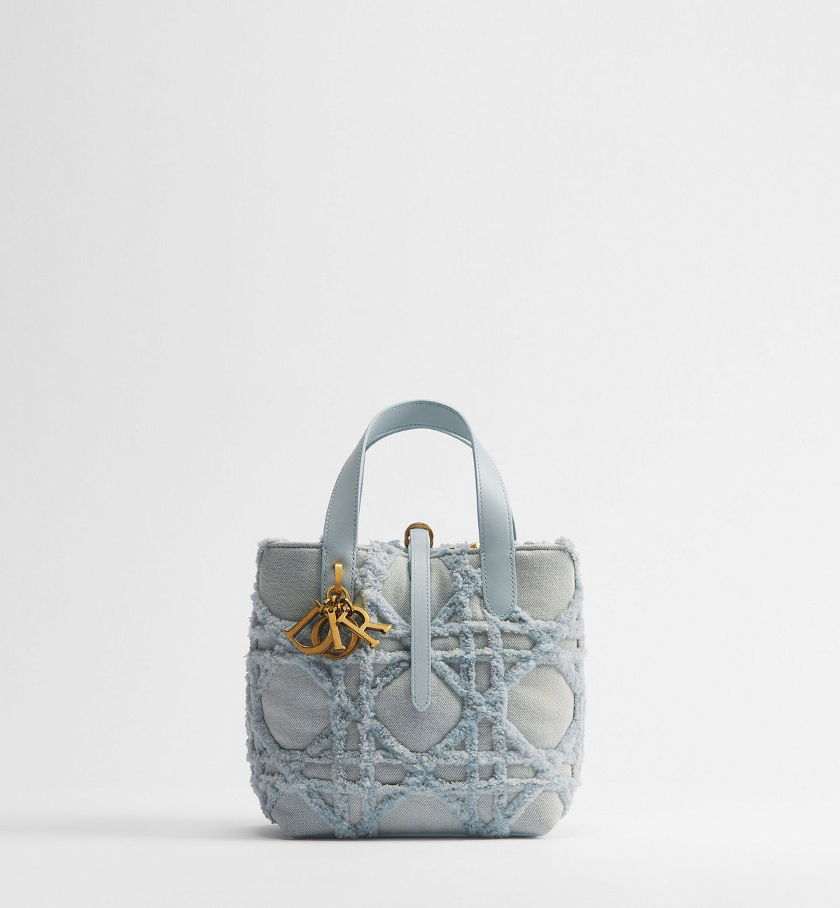 Women's Small Toujours Vertical Tote Bag With Blue Cannage Denim And Strap
