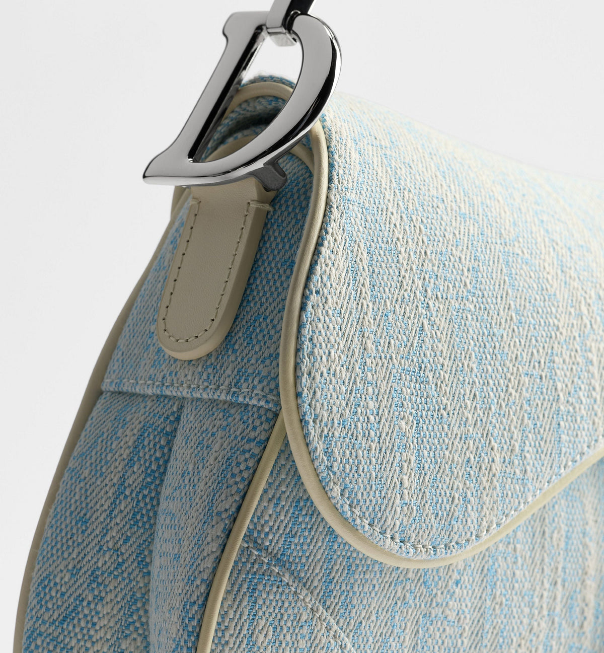 Women's Saddle Bag With Strap In Céleste Blue Washed Jacquard