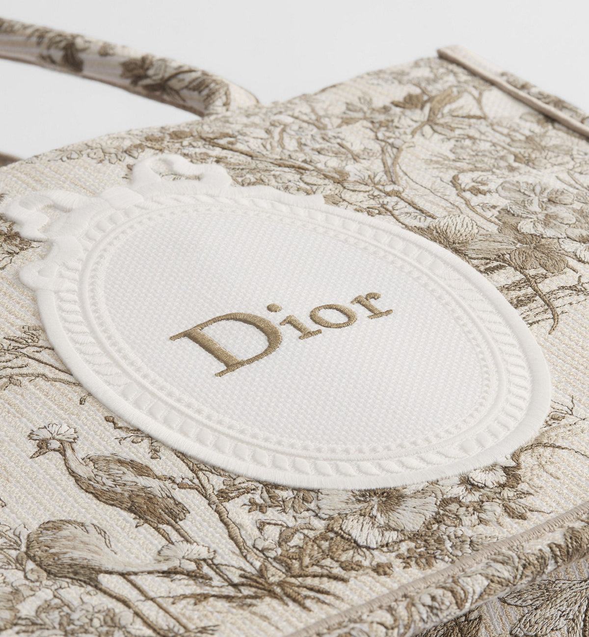 Women's Medium Book Tote With Toile de Jouy Garden Embroidery And Strap