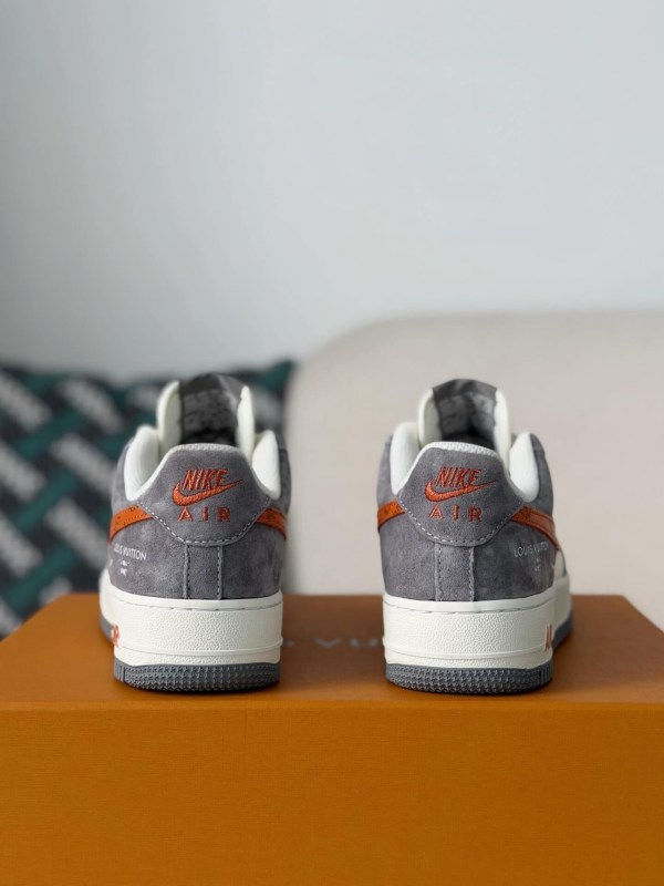LV x Nike Air Force 1 Low â€œGrey Monogram Orange Swooshâ€