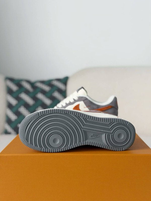 LV x Nike Air Force 1 Low â€œGrey Monogram Orange Swooshâ€