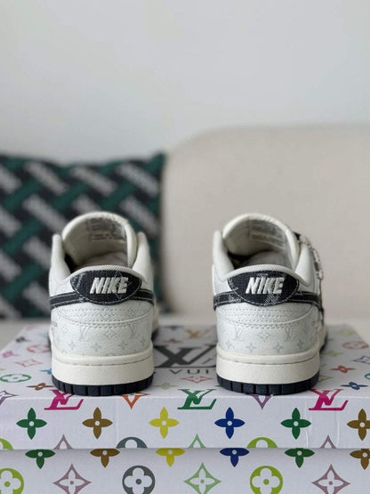 LV x Nike Dunk Low Sneaker in Black and White Monogram Canvas
