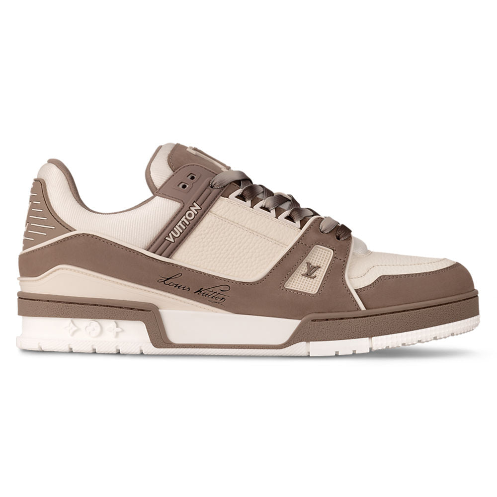 LV Trainers Nubuck & Grained Calf Leather Taupe Brown