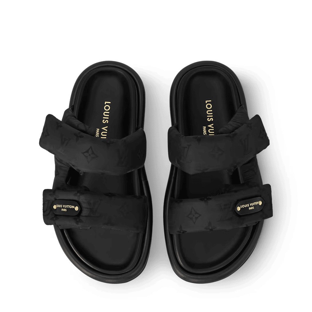 LV Pool Pillow Flat Comfort Mule Black