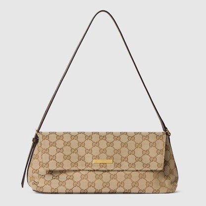 Women's Madison Medium Shoulder Bag With GG Canvas And Logo Plaque