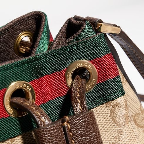 Mini Bucket Bag With Web GG Coated Canvas