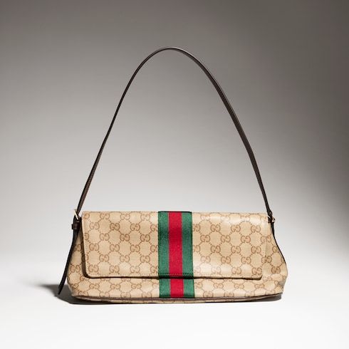 Madison Medium Shoulder Bag With Web GG Coated Canvas