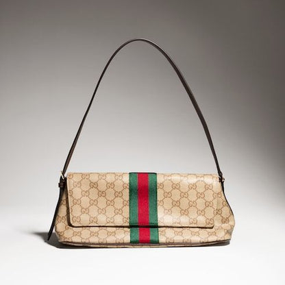 Madison Medium Shoulder Bag With Web GG Coated Canvas