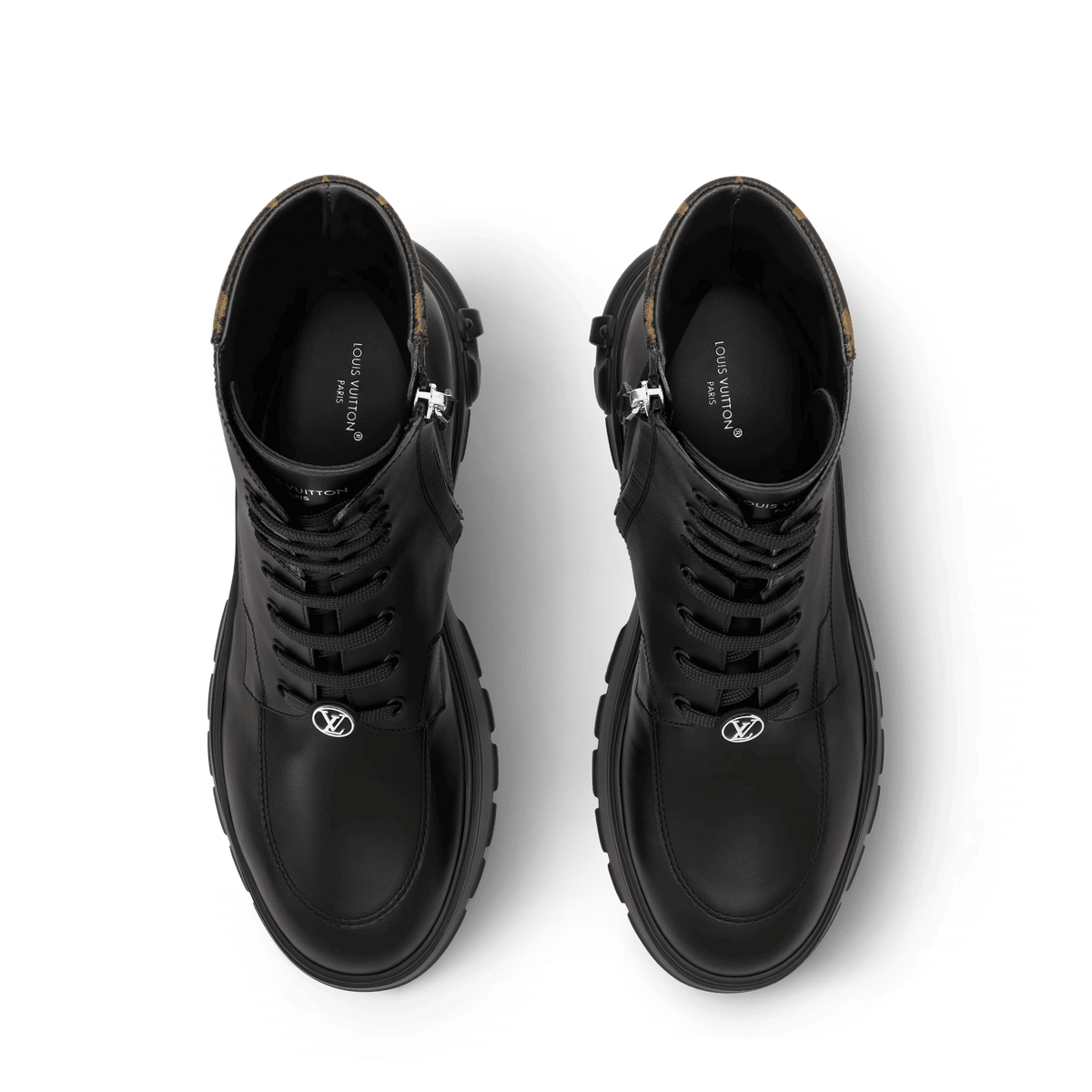 Women's LV Squad Lace-up Ankle Boot Black Calf Leather 1AICA2
