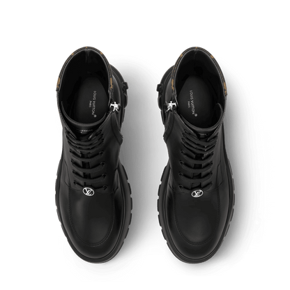 Women's LV Squad Lace-up Ankle Boot Black Calf Leather 1AICA2