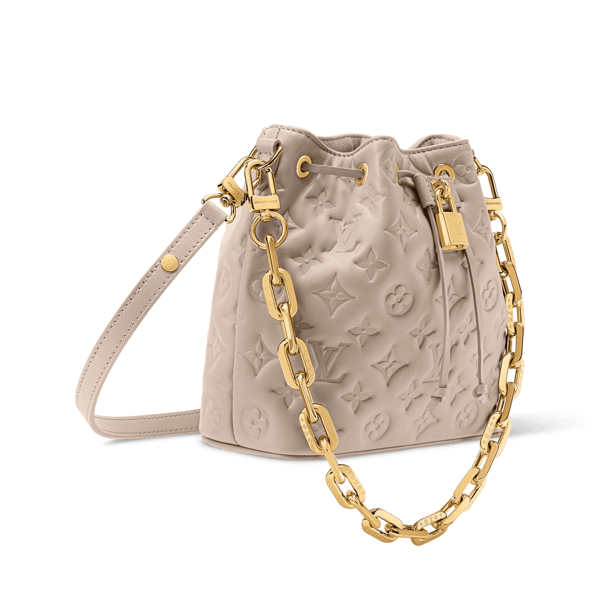 Women's Coussin Bucket Monogram Embossed Lambskin Drawstring Bag M26530