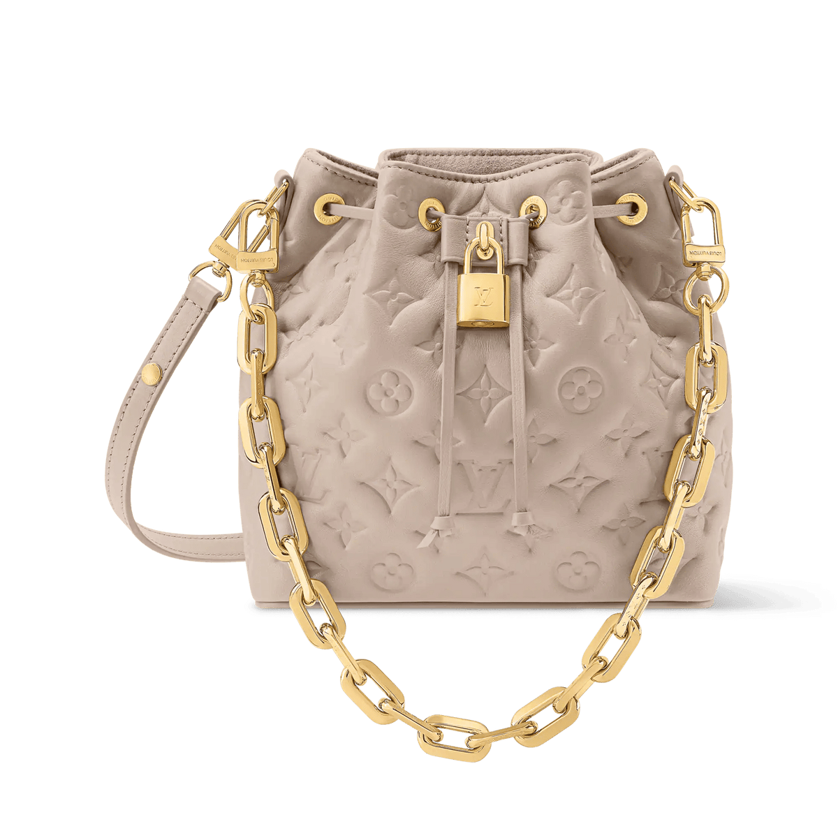 Women's Coussin Bucket Monogram Embossed Lambskin Drawstring Bag M26530
