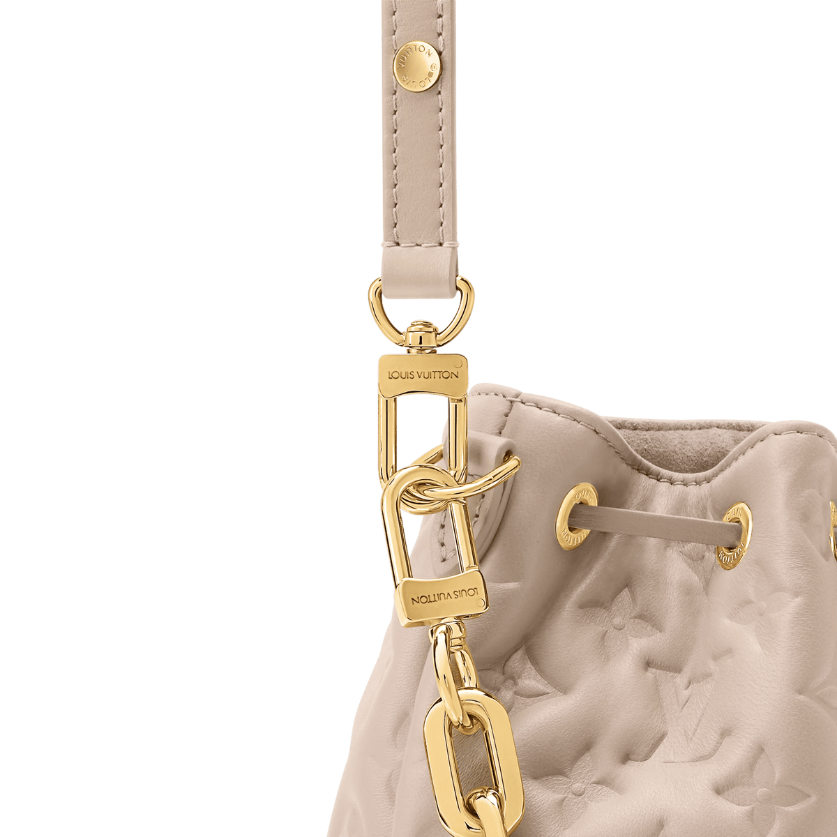 Women's Coussin Bucket Monogram Embossed Lambskin Drawstring Bag M26530