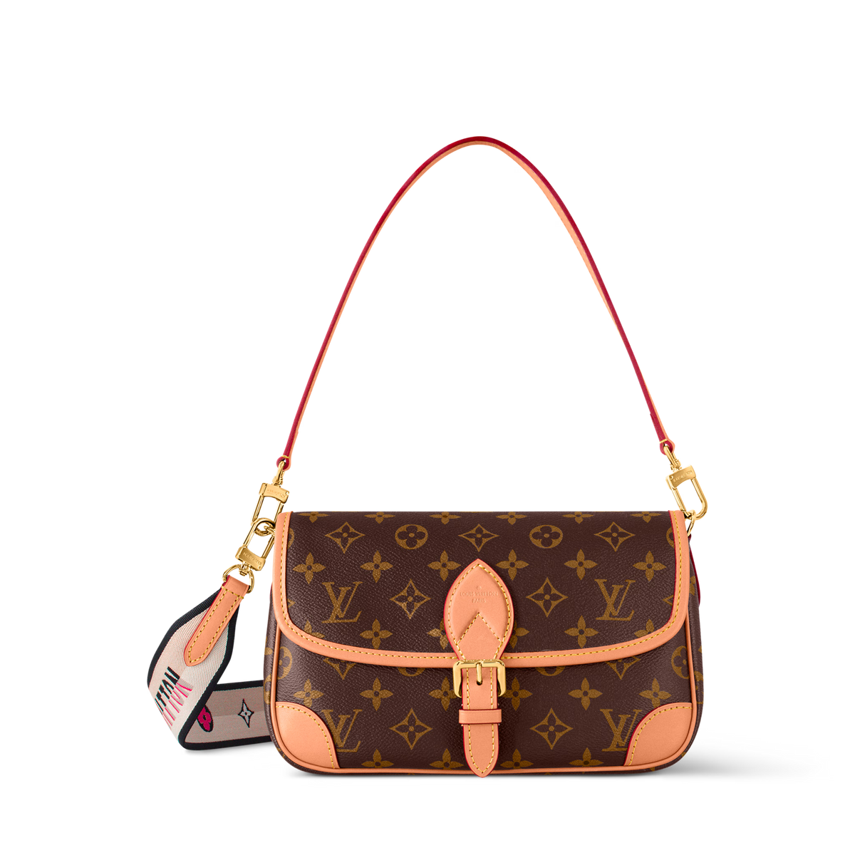 Diane Monogram Coated Canvas Black Gold-Color Hardware
