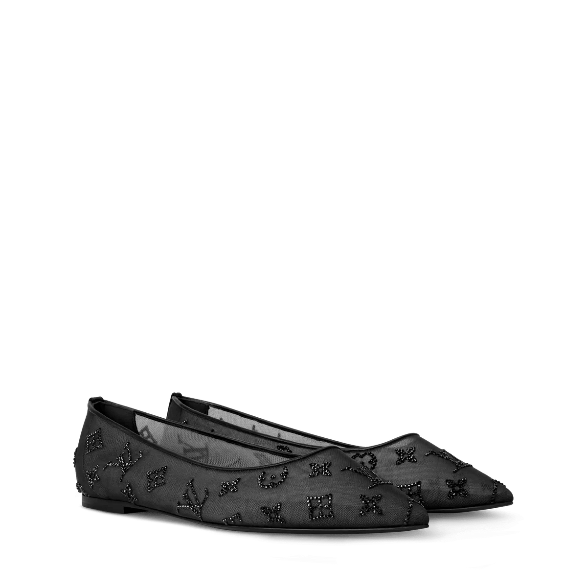 Women's Gala Flat Ballerina Black Mesh/Strass 1AIDR8
