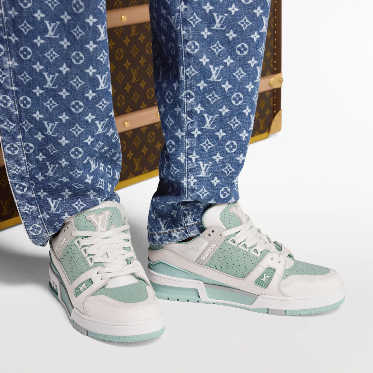 Women's LV Trainer Sneaker Perforated Calf Leather 1AHWRJ