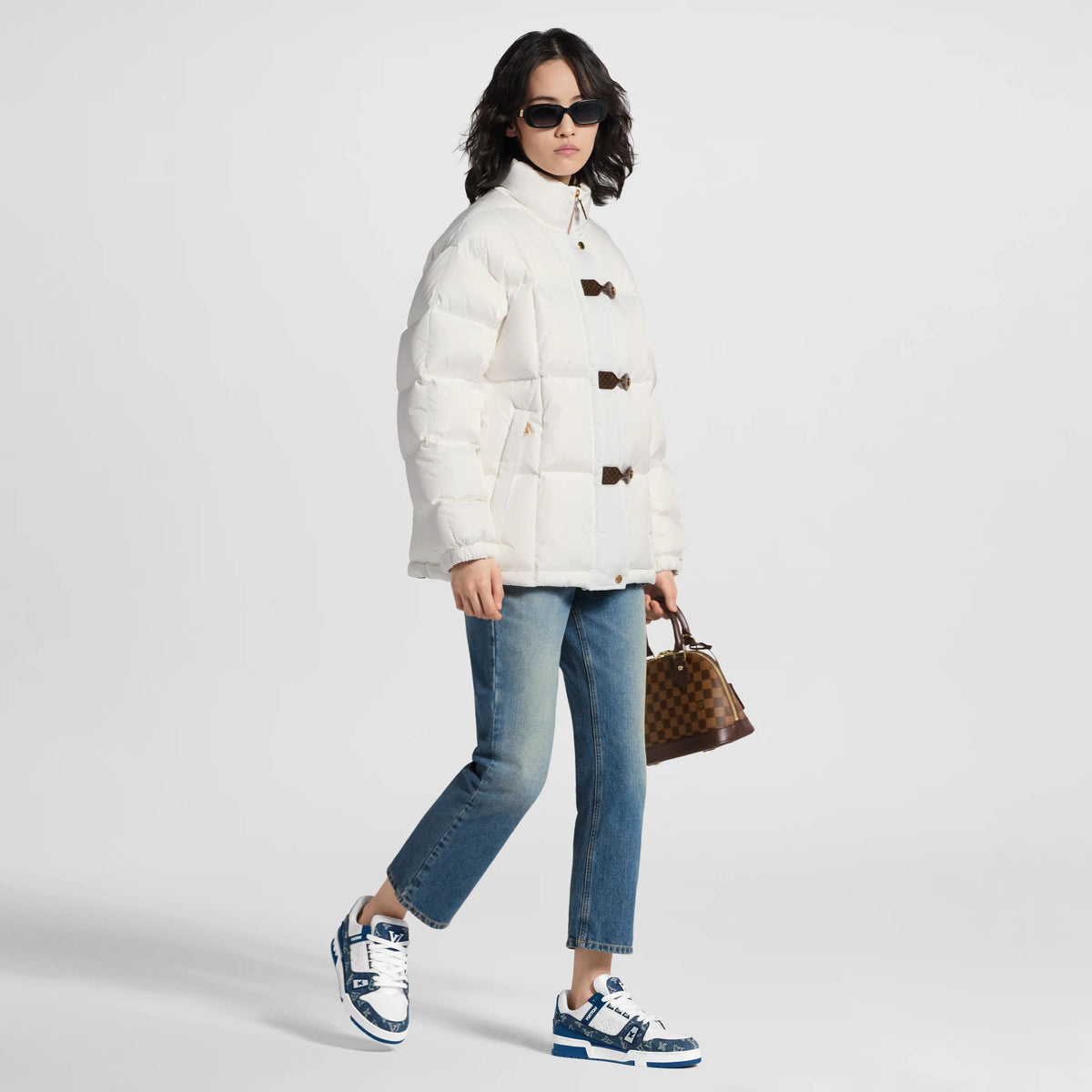 Women's LV Trainer Sneaker Light Blue Calf Leather Monogram Denim 1AC2AG