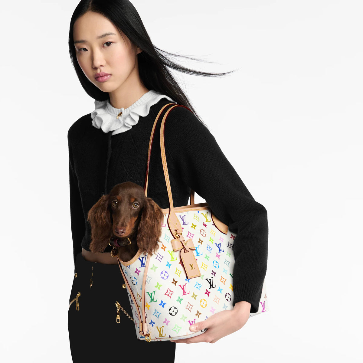 Neverwoof MM Pet Carrier Monogram Multicolore Blanc M27839