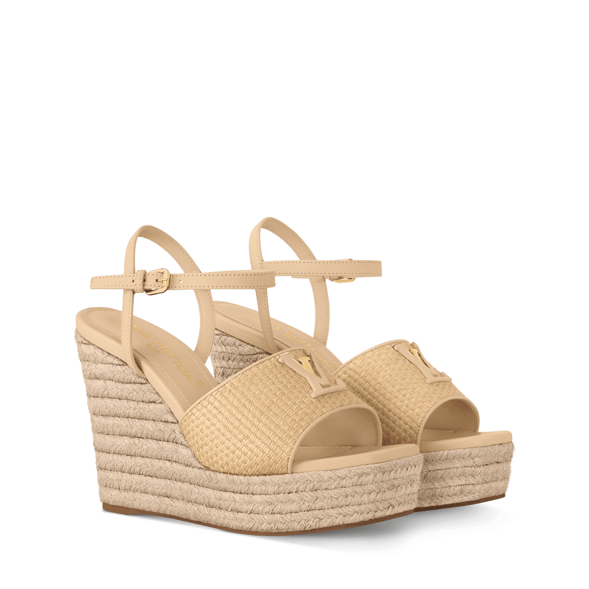 Women's LV Mare Wedge Sandal Natural Raffia 1AHLM2
