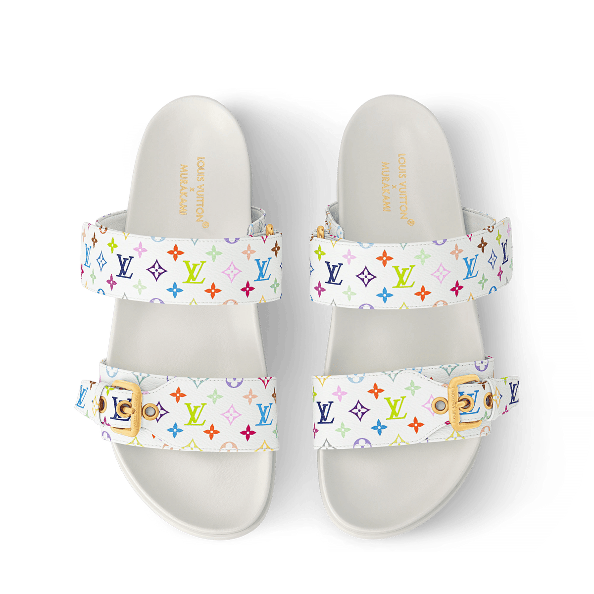 Women's Bom Dia Flat Comfort Mule White Monogram Multicolore Canvas 1AJLIH