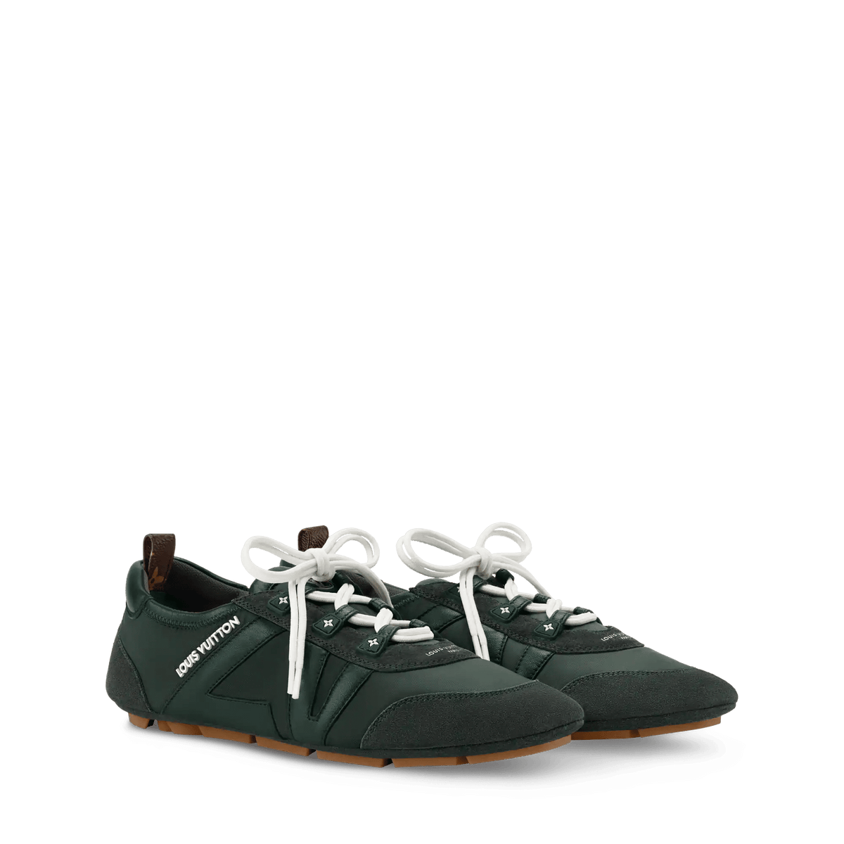 Women's LV Sneakerina Sneaker Ballerina Forest Green Nylon Suede 1AIVKR