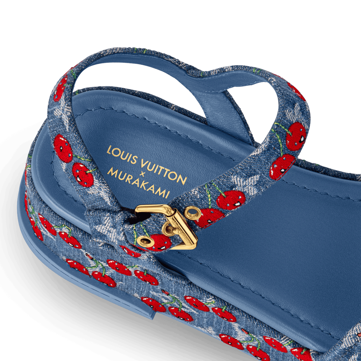 Women's Maya Platform Sandal Blue Monogram Cherry Denim 1AHNYD
