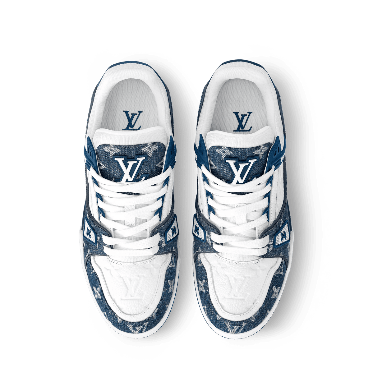 Women's LV Trainer Sneaker Light Blue Calf Leather Monogram Denim 1AC2AG