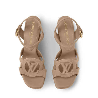 Women's LV Isola Beige Suede Baby Goat Leather Wedge Espadrille 1AJNBI