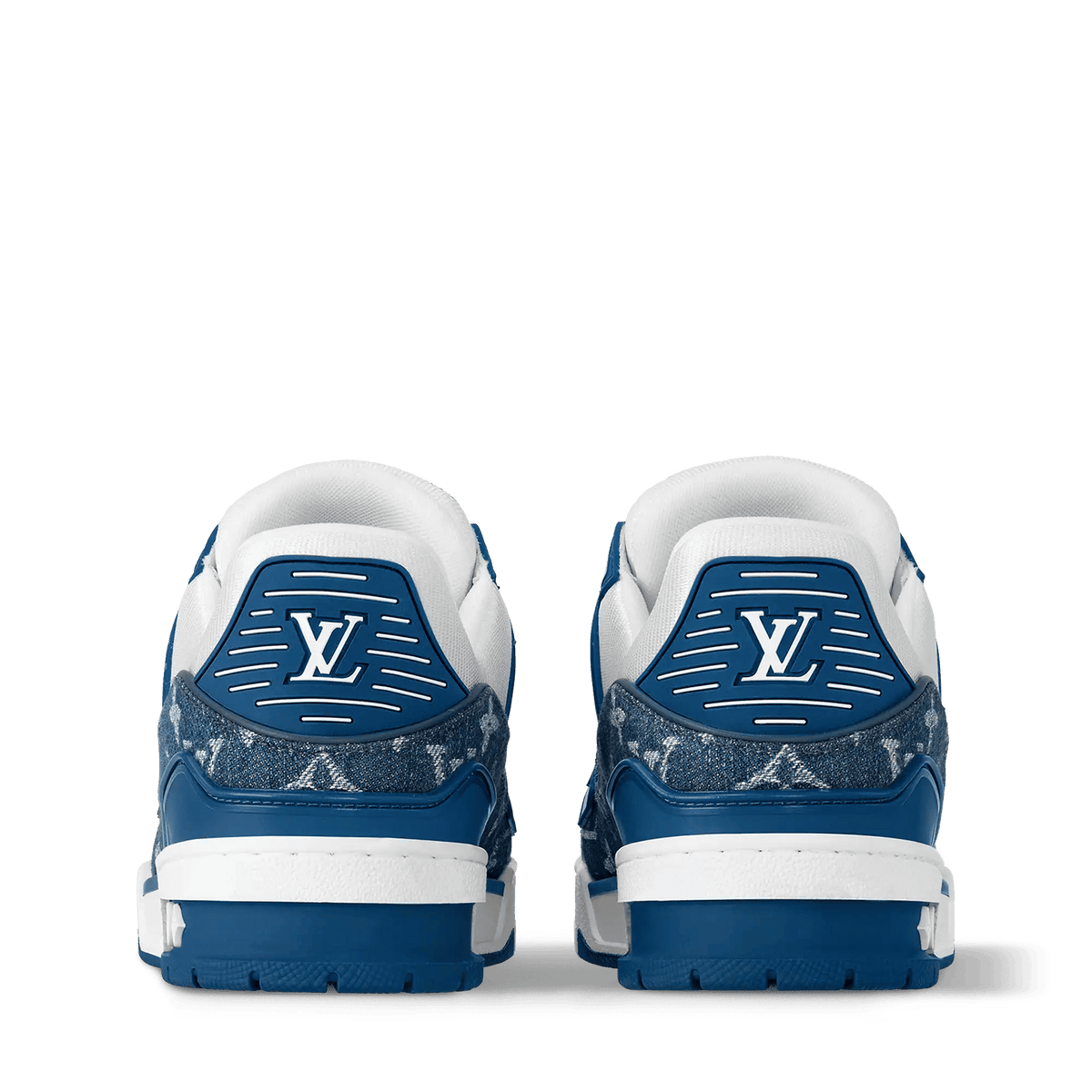 Women's LV Trainer Sneaker Light Blue Calf Leather Monogram Denim 1AC2AG
