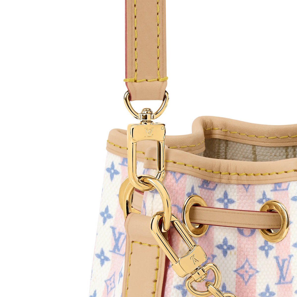 Nano Noé Minigram Canvas Stamp Blue Gold-Toned Hardware