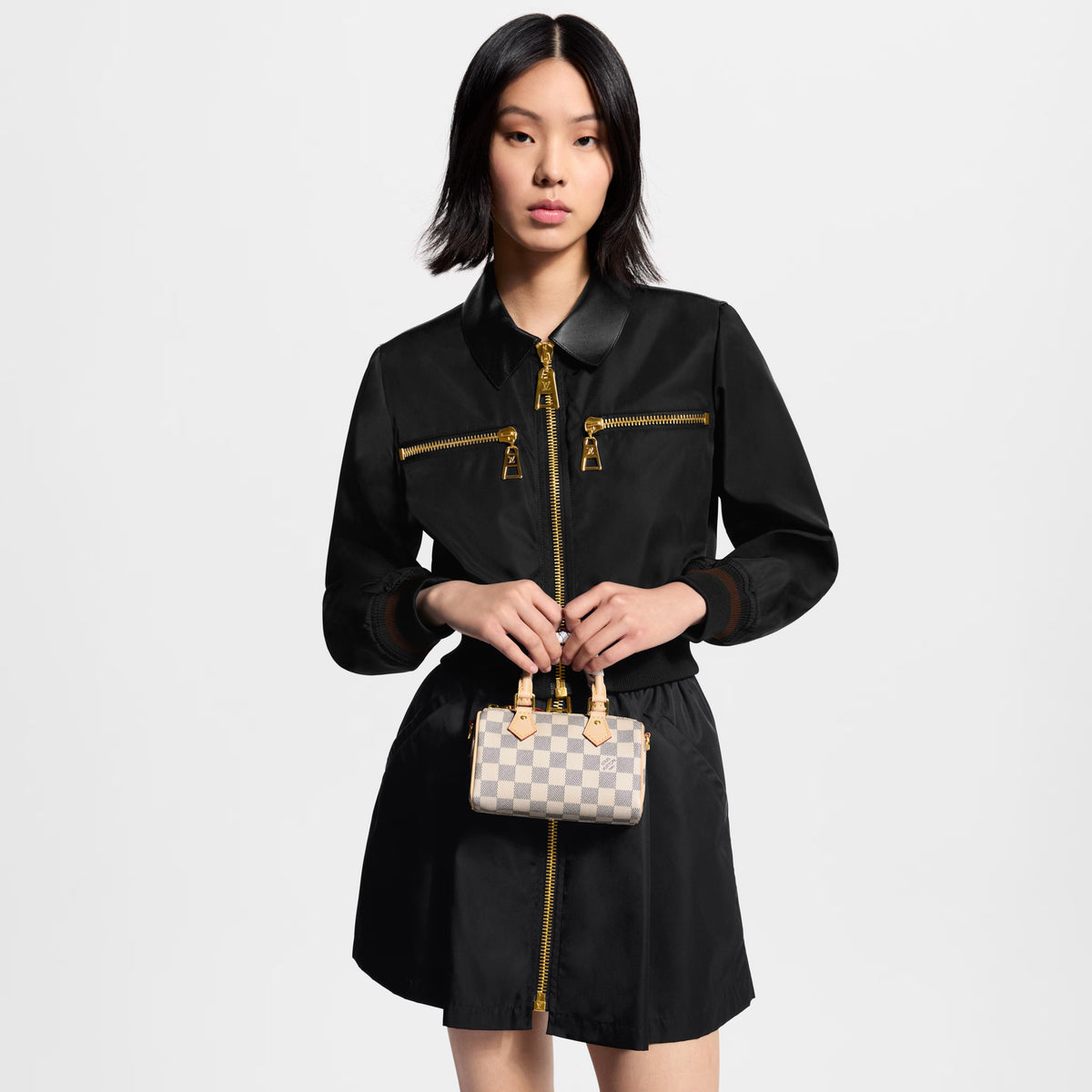 Nano Speedy Damier Azur Coated Canvas Gold-Toned Hardware
