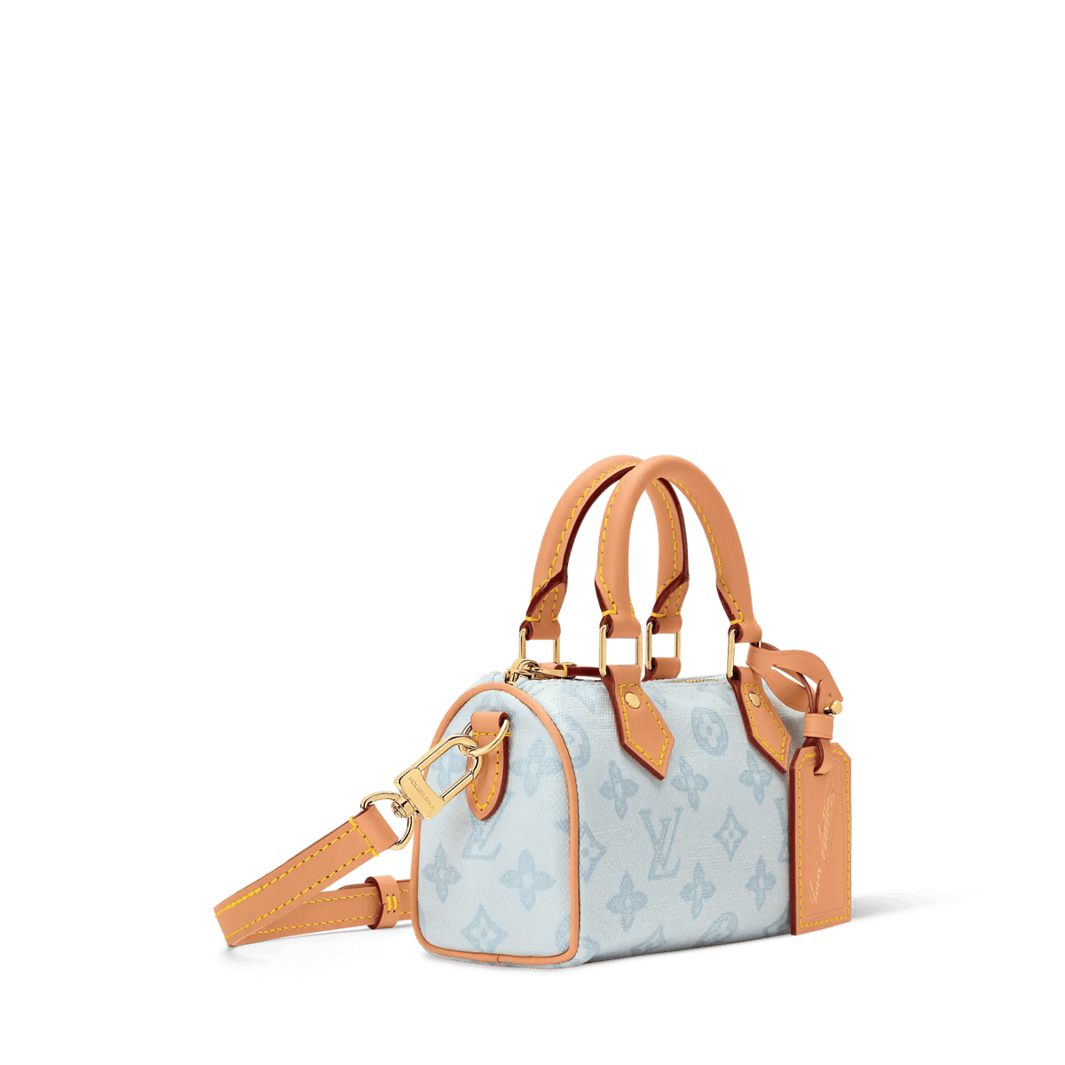 Nano Speedy Monogram Origine Canvas Bleu Courrier Gold-Toned Hardware