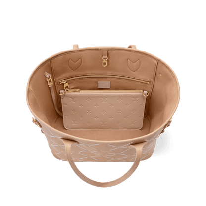 Women's Neverfull MM Hazelnut Monogram Empreinte Leather Tote Bag M29486