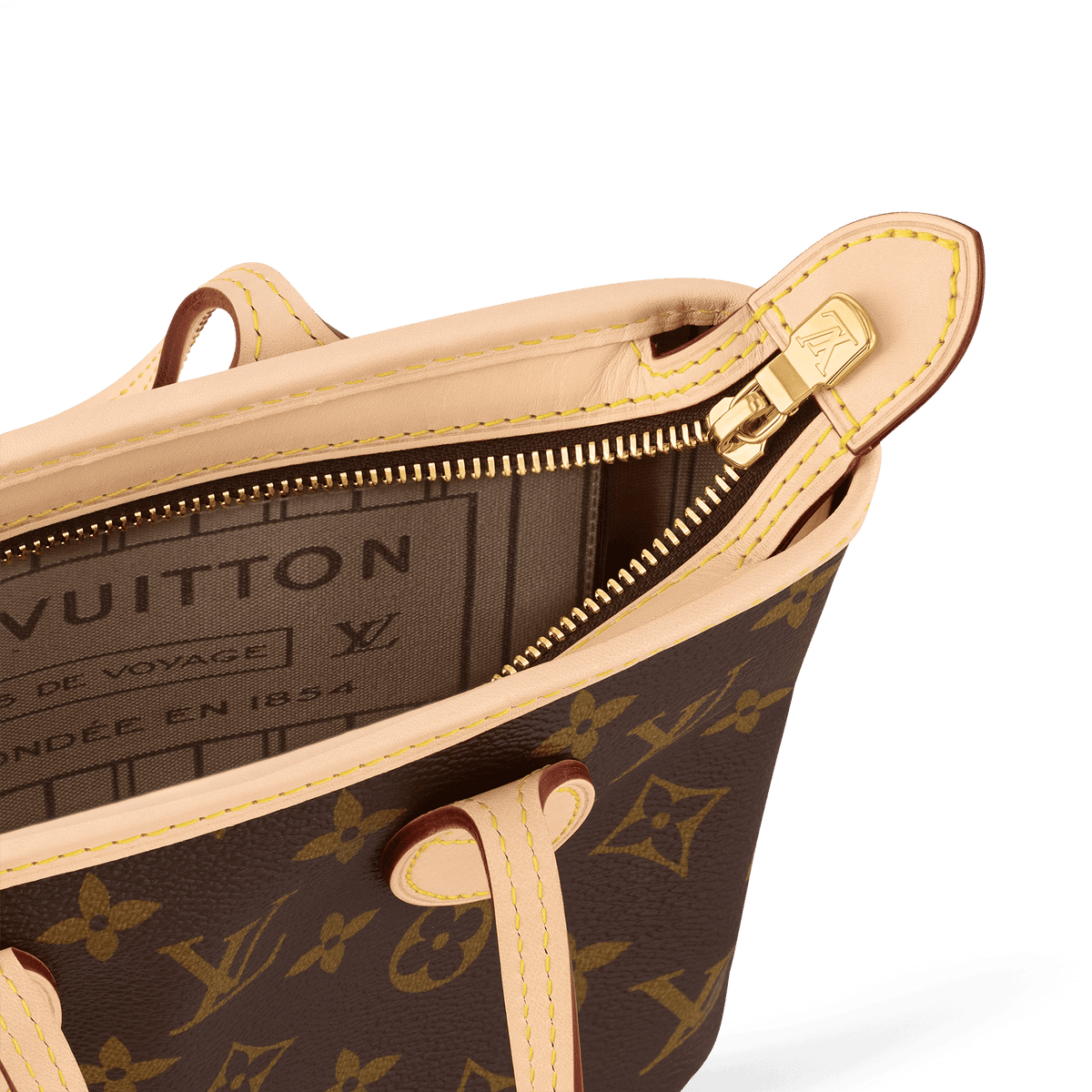 Neverfull BB Monogram Coated Canvas Beige Gold-Toned Hardware