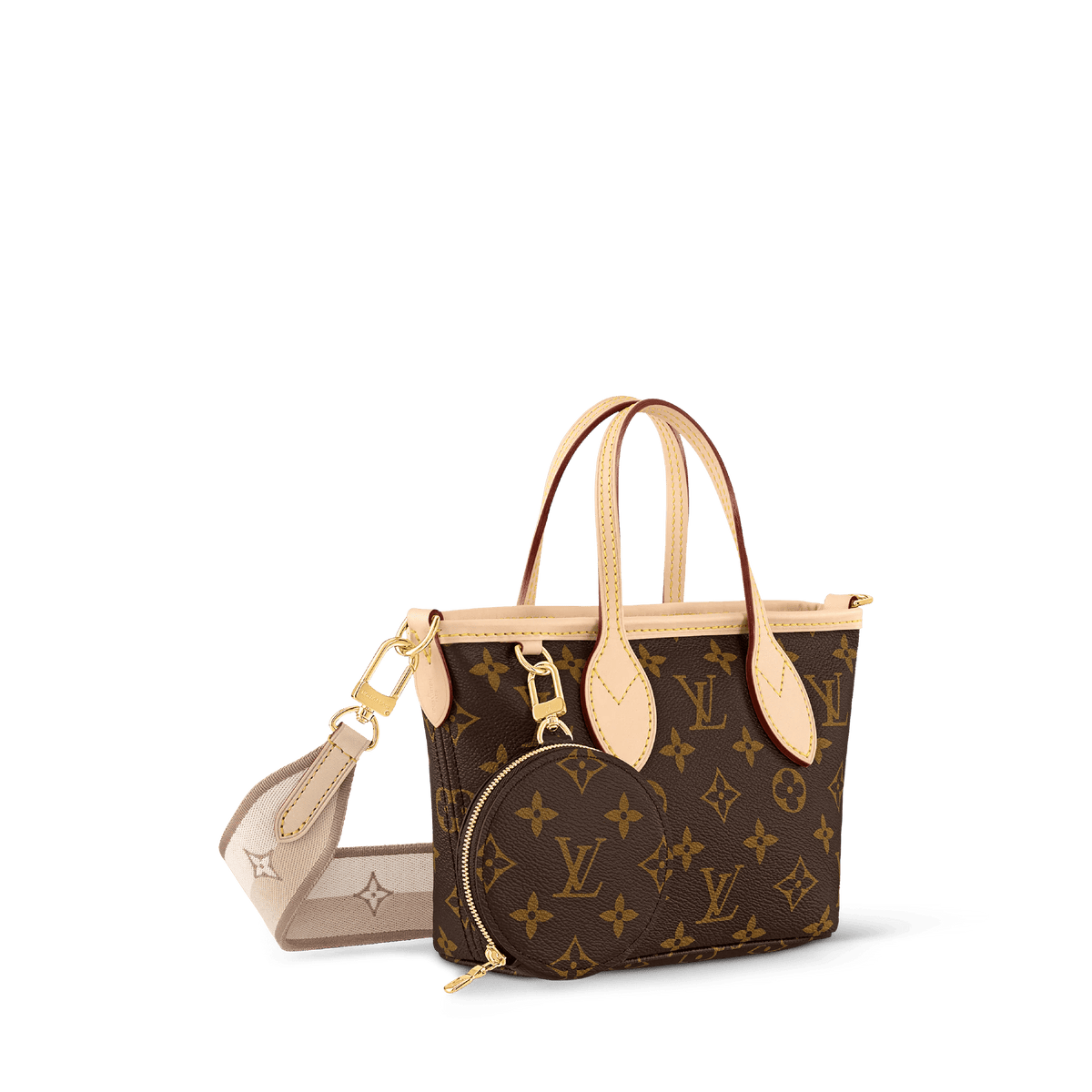 Neverfull BB Monogram Coated Canvas Beige Gold-Toned Hardware